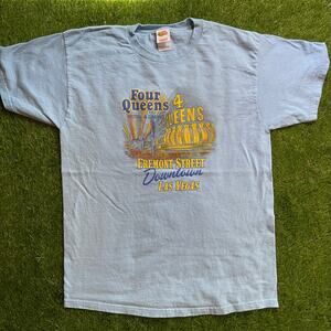 Vintage Baby Blue Four Queens Casino Shirt Size L